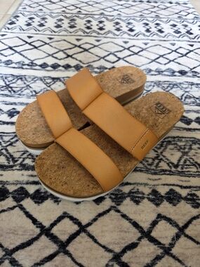 REEF Cork Cushion Women's Arch Support Sandals Size 7 Natural Color